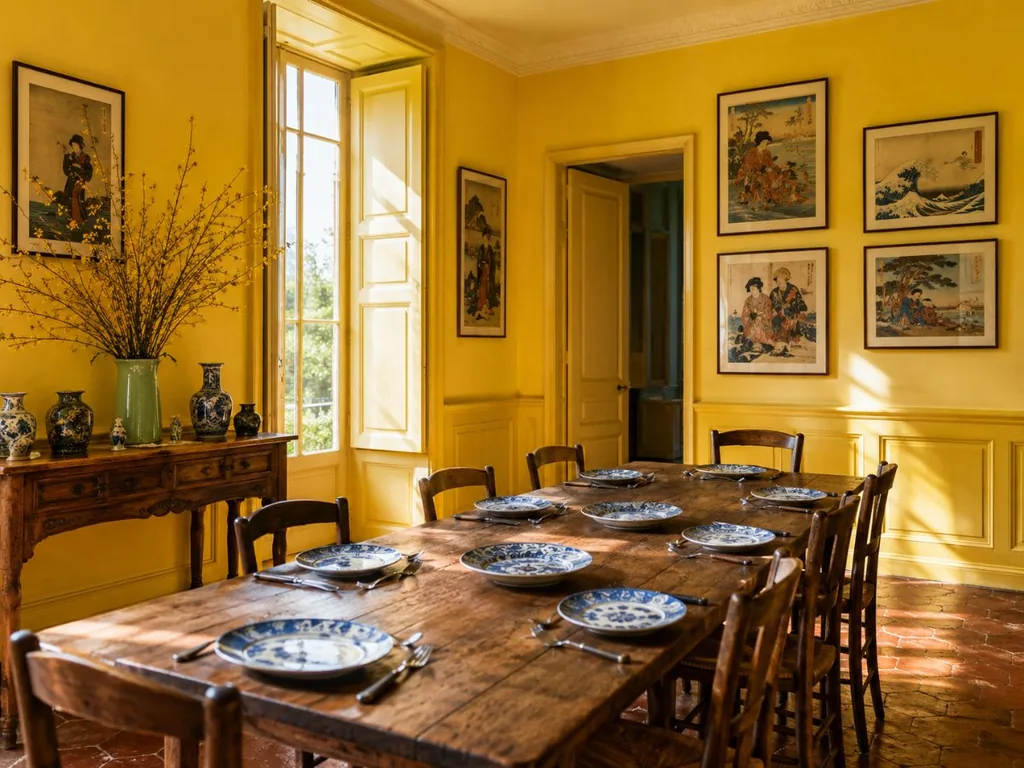 Salle à manger jaune de la maison de Monet